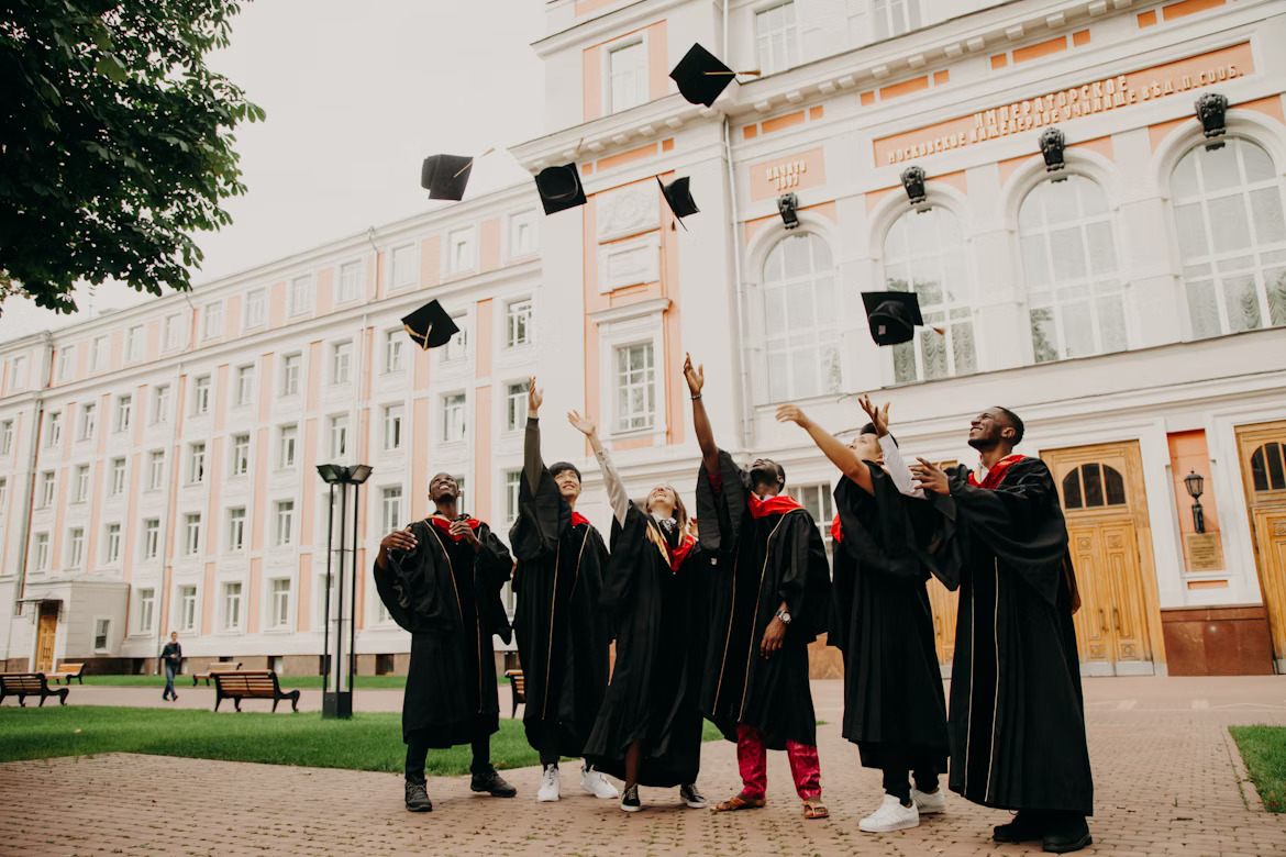 International students celebrating admission offers